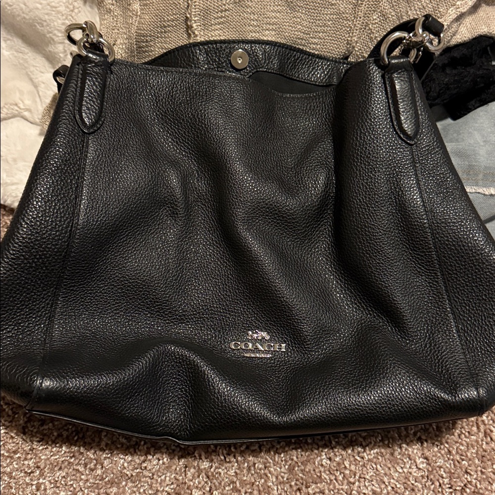 Coach Black Pebbled Leather Shoulder Bag